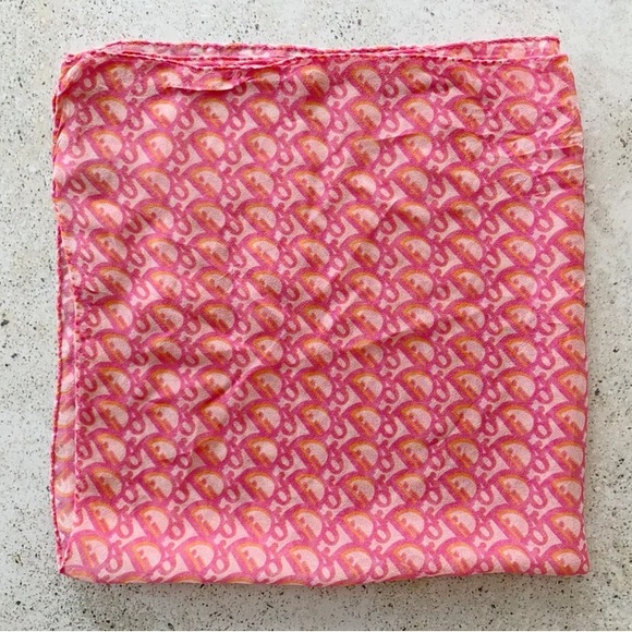 🌸🍑 DIOR Trotter Logo Monogram Scarf Shawl Wrap Bandana - Picture 3 of 7